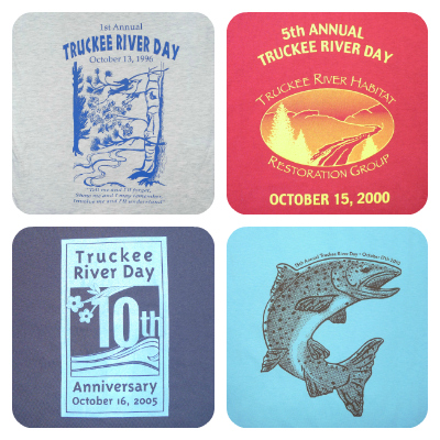 T-Shirt art from our 1st, 5th, 10th and 15th Annual Truckee River Day Events
